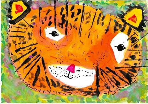 Kindergarten Art Activities, Grade 1 Art, Art Education Projects, Art Certificate, Elementary School Art, Art Education Lessons, Inside Art, Tiger Crafts, Tiger Painting