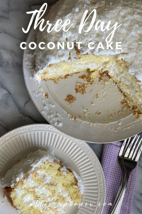 This Three Day Coconut Cake is worth the wait! It's the most moist and tender coconut cake you will ever eat! Three Day Coconut Cake Recipe, Tender Coconut Cake, Sour Cream Coconut Cake, Tender Coconut, Coconut Cake Recipe, Coconut Cake, Round Cake Pans, Worth The Wait, Three Days