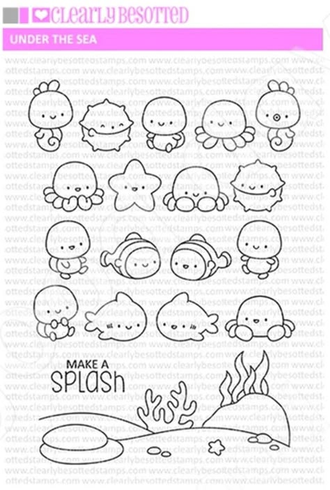 Under The Sea Drawings, Sea Drawing, Doddle Art, Baby Art Projects, Note Doodles, Kawaii Tattoo, Water Drawing, Diy Embroidery Patterns, Sticker Template