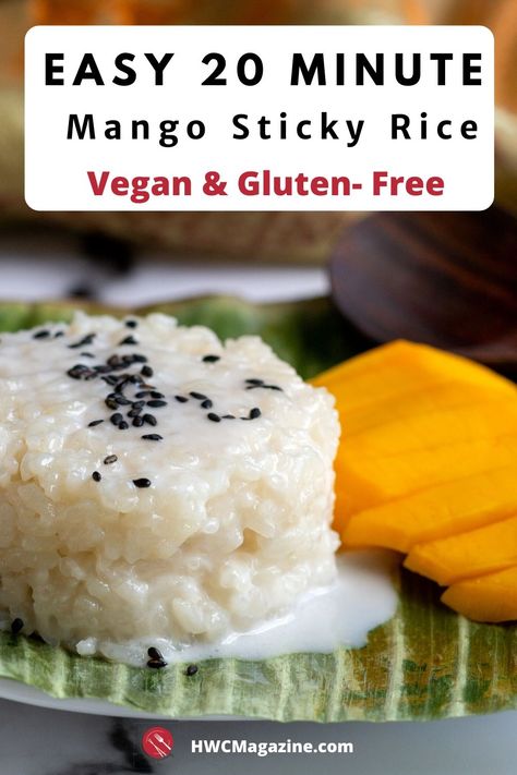 Easy Mango Sticky Rice, Mango Sticky Rice Recipe, Coconut Sticky Rice, Sweet Sticky Rice, Dessert Summer, Rice Desserts, Mango Sticky Rice, Coconut Sauce, Thai Dessert