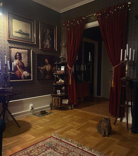 Emelie Sörling on Instagram: "✨" Goth Living Room, Dark Academia Interior, Vamp Goth, Gothic Homes, Lovely Houses, Victorian Mansion, Moody Interiors, Dark Home Decor, Goth Home