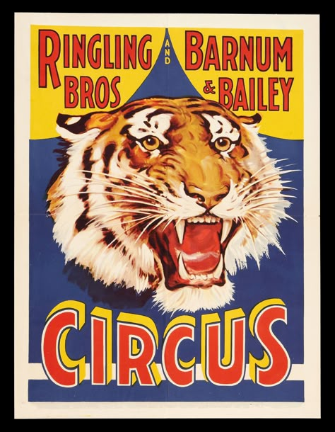 Ringling Bros Poster #retro #poster #circus                                                                                                                                                                                 More Ringling Brothers Circus, Circus Signs, Cirque Vintage, Art Tigre, Old Circus, Vintage Circus Posters, Barnum Bailey Circus, Circus Posters, Ringling Brothers