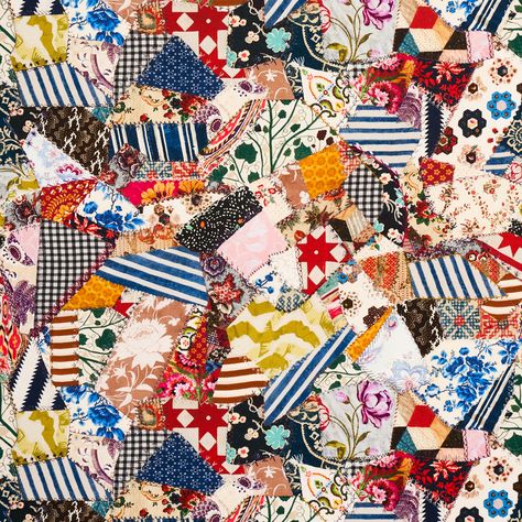 Hotch Potch Crazy Quilt - Document Fabrics | Schumacher Wall Upholstery, Crazy Quilt, Scale Design, Craft Organization, Crazy Quilts, Clean Laundry, Natural Fabrics, Fabric Samples, Quilt Fabric