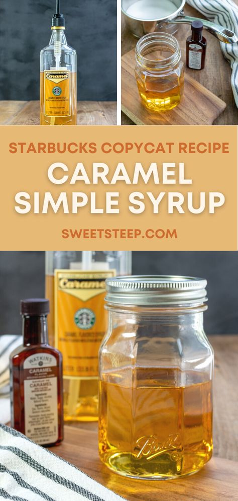 Carmel Coffee Syrup Recipe, Caramel Sauce For Coffee Drinks, Diy Caramel Coffee Syrup, Caramel Syrup Recipe Coffee, Diy Flavored Syrup For Coffee, Caramel Syrup For Coffee Recipes, Homemade Starbucks Syrups, Diy Caramel Syrup, Copycat Starbucks Syrups