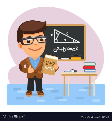 Math Cartoons, Pythagorean Theorem, Aesthetic Fonts, Male Character, Math Teacher, In The Classroom, The Classroom, Clipart Images, Professions