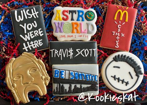 #TravisScott #TravisScottCookies #Kookieskat #HoustonCookies #BeSomeoneCookies #HoustonFoods #TravisScottBirthday #BirthdayCookies #AstroWorld #AstroWorldCookies #CactusJack #McDonalds #McDonaldsCactusJack #McdonaldsCookies #CactusJackCookies #DecoratedCookies #WishYouWereHere Astro World Party Theme, Astroworld Birthday Party, Travis Scott Party Theme, Astro World Birthday Party, Travis Scott Cake, Travis Scott Birthday, Astro World Travis Scott, Mcdonalds Cookies, Ariana Grande Birthday