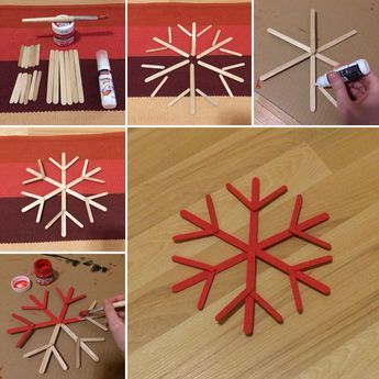 Popsicle Snowflakes Diy, Christmas Crafts With Popsicle Sticks, Popsicle Snowflakes, Make A Snowflake, Popsicle Stick Snowflake, Popsicle Stick Christmas Crafts, Diy Snowflake, Diy Natal, Christmas Homescreen