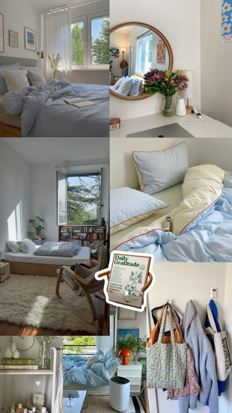 Sky Blue Room Aesthetic #roomaesthetic #brightroom #bedroomideas #bedroominspo #bedroomvisionboard #bedroom Blue Dorm Room Aesthetic Vintage, Greek Bedroom Aesthetic Blue, Tsitp Aesthetic Room, Light Blue Apartment Aesthetic, Blue Room Ideas Aesthetic, Coastal Grandmother Aesthetic Bedroom, Light Blue Bedroom Aesthetic, Baby Blue Room Aesthetic, Blue Coquette Room