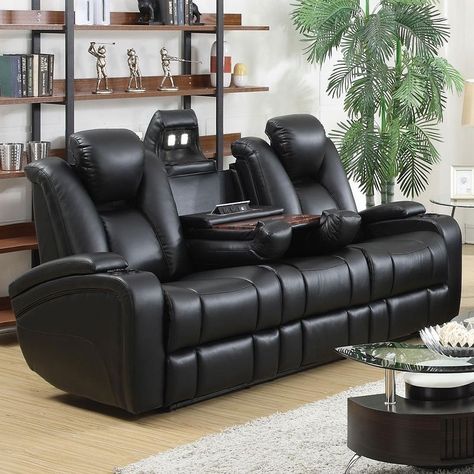 Delange+Power+Reclining+Sofa+w/+Console Sofa Kulit, Leather Sofa And Loveseat, Sofa Santai, Furnitur Ruang Keluarga, Theater Recliners, Sofa L, Leather Sectional Sofas, Sofa Inspiration, Sectional Sofa With Recliner