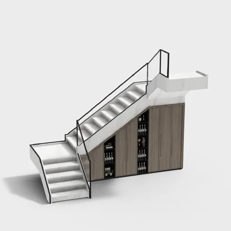 3d Stairs Design, Stairs In Plan Architecture, Stairs Model Architecture, Architect Model, Stairs 3d, Stairs Wall Design, 3d Stairs, How To Make Stairs, Section Model