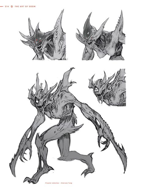 Libro Art of DOOM Monster Sketch, Alien Character, Creature Artwork, Alien Design, Alien Concept Art, Monster Concept Art, Alien Creatures, Fantasy Monster, Fantasy Creatures Art