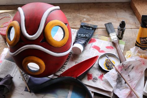 San's Mask for cosplay, from Princess Mononoke by FurtherFabrication - Thingiverse Princess Mononoke Mask, Mononoke Mask, Film Princess, Sans Mask, Princess Mononoke Cosplay, Paper Mache Mask, Halloween Costume Outfits, Princess Mononoke, Reference Images