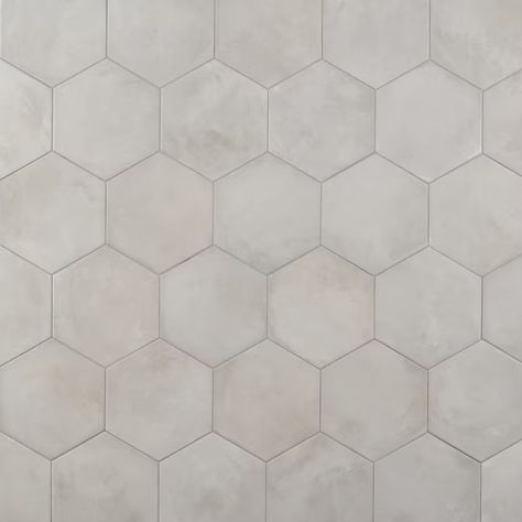 Artmore Tile Storm Hex 29-Pack Gray Sabbia 8-in x 10-in Matte Porcelain Encaustic Floor and Wall Tile in the Tile department at Lowes.com Hexagon Bathroom, Tropical Tile, Hexagon Floor, Encaustic Tiles, Handcrafted Tile, Ivy Hill Tile, Fresh Perspective, Encaustic Tile, Modern Bathrooms