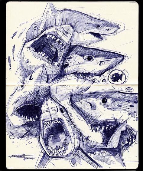 Kunstjournal Inspiration, Shark Illustration, Shark Drawing, Pencil Drawings Of Animals, Shark Art, Pencil Drawing Ideas, Sketchbook Inspo, Arte Sketchbook, Arte Inspo