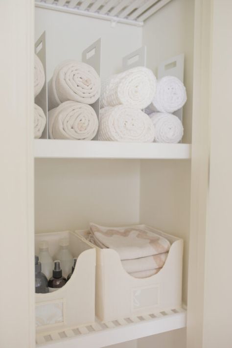 Cleaning Supplies Closet Organization, Supplies Closet Organization, Cleaning Supplies Closet, Tab Organization, Organization For Room, Towel Closet, Cleaning Closet Organization, Amazon Bedding, Teresa Caruso