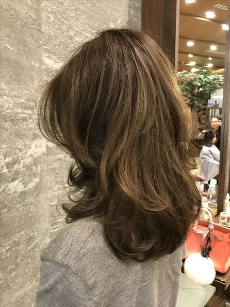 Medium Haircut No Bangs, Short Brunette Layered Hair, Layers That Break At The Collar Bone, Layered Hair Reference, Brown Mid Length Hair With Layers, Brown Hair Styles For Medium Length Hair, Hair Layers Shoulder Length, Shirt Hair Layers, Light Brown Wolfcut