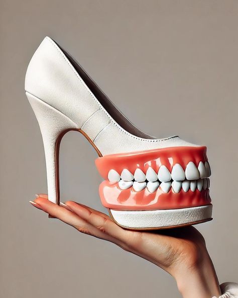 Teeth shaped high heels? 📌 by @designideahub Silly Shoes, Strange Shoes, Weird Shoes, Crazy Heels, Teeth Shape, Life Partner, Wedding Shoes Heels, Dress Boots, Shoe Art