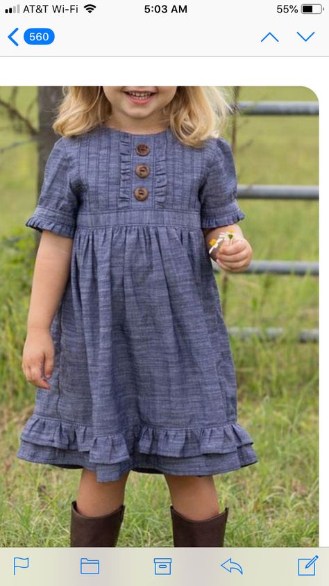 Diy Costumes Women, Diy Costumes Kids, Sewing Projects Clothes, Frocks For Girls, Chambray Dress, Children Clothes, Girl Clothing, Dresses Kids Girl, Sleeve Dresses