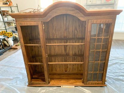 Farmhouse Hutch Makeover, Repurposed Hutch, China Hutch Decor, Hutch Top, Vintage China Cabinets, Farmhouse Hutch, Decor Makeover, Farmhouse Blankets, Hutch Makeover