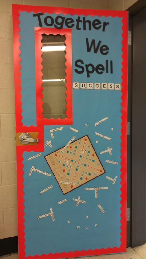 Board Game theme- Scrabble....might need a spelling door like this at home! Game Themed Classroom, Game Classroom Theme, Board Game Themes, Door Bulletin Boards, Board Classroom, Teacher Doors, Classroom Doors, School Doors, Door Decorating