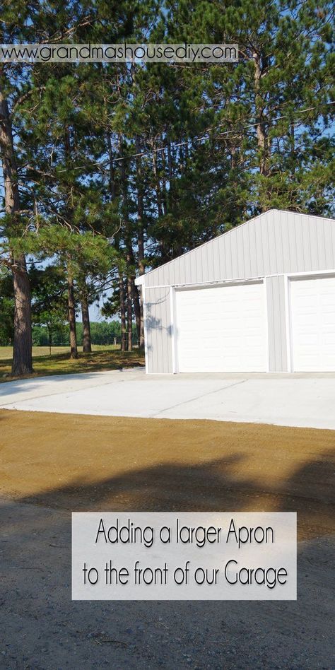 And then we decided to do our apron in two separate pours to just make it it easier for us. Three pours came with the added benefit of extra Garage Apron, Yard Cart, Garage Addition, Lawn Equipment, Lower Deck, Grandmas House, Do It Yourself Projects, Creative Thinking, Country Living