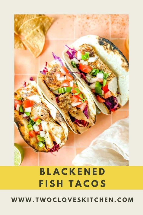 Cod Tacos, Blackened Cod, Mango Pico, Cod Fish Tacos, Fish Taco Recipe, Blackened Fish Tacos, Summer Pasta Dishes, Blackened Fish, Blacken Fish