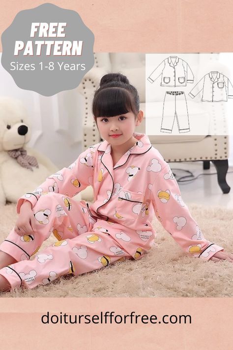 Free Pajama Patterns For Kids, Kids Pyjamas Sewing Pattern, Pajama Patterns For Kids, Free Child Sewing Patterns, Sewing Patterns For Children, Sewing Patterns Free Kids Pajamas, Kids Flannel Pajamas Pattern Free, Kids Pajamas Pattern Free Pdf, Kids Pjs Pattern Free Sewing