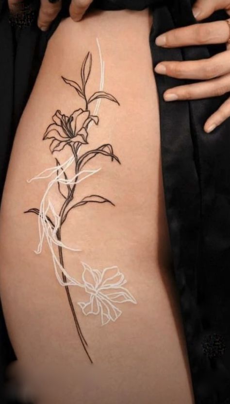 Side Thigh Tattoos Women, Abstract Flower Tattoos, Side Hip Tattoos, Thumb Tattoos, Side Thigh Tattoos, Flower Thigh Tattoos, Hip Thigh Tattoos, Hip Tattoos Women, Leg Tattoos Women