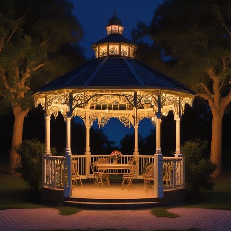 Gazebo Lighting Ideas, 3 Seasons Room, Octagon Gazebo, Gazebo Ideas Backyard, Crown Point Indiana, Mirror Barn Door, Gazebo Lighting, Porch Gazebo, Gazebo Ideas