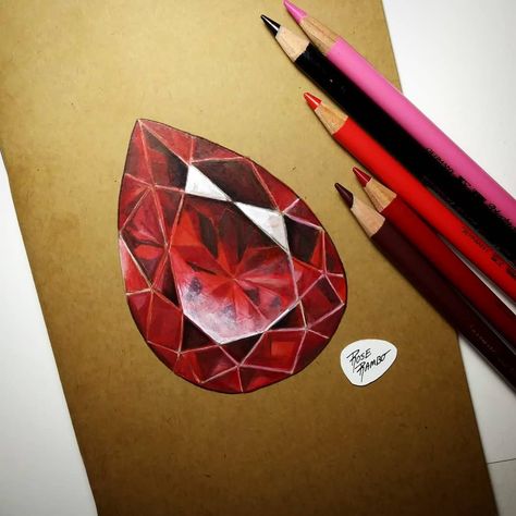 114 Likes, 3 Comments - Rose Rambo (@vitruvian_art) on Instagram: “Been feeling a ruby coming on for a while. Love these diamond journal covers!! If you need one DM…” Instagram Journal, How To Draw Realistic, Jewel Drawing, Gem Drawing, Draw Realistic, Prismacolor Art, Jewelry Rendering, Diamond Drawing, Jewellery Design Sketches