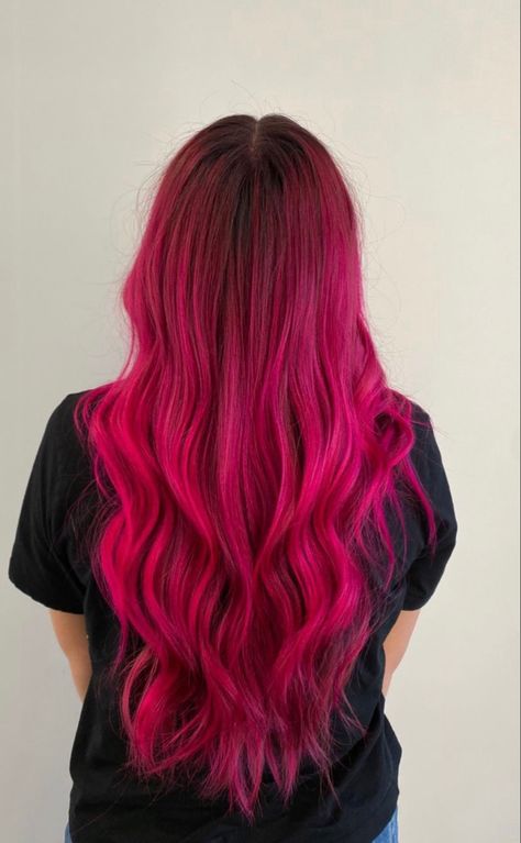 Fusha Hair Color, Electric Pink Hair, Fuschia Hair Magenta, Deep Pink Hair, Hot Pink Hair Color, Hot Pink Hair Dye, Berry Pink Hair, Persephone Costume, Fuschia Hair