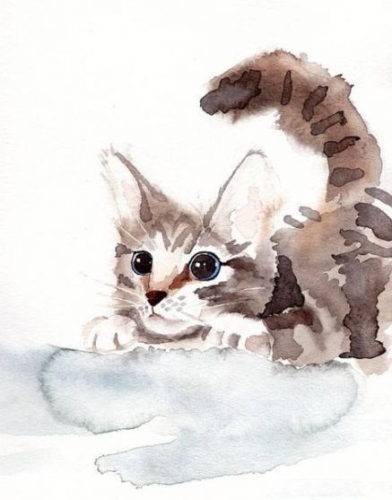 Cute Watercolor Painting, Kitten Painting, Kitten Art, Cats Drawing, Hand Sign, Cute Watercolor, Cat Artwork, 수채화 그림, Watercolor Cat