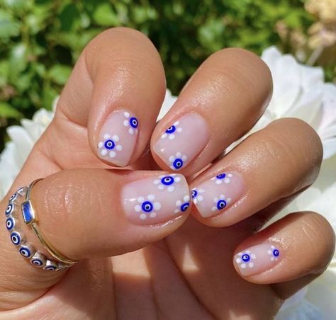 Gel Nails With Glitter, Simple Wedding Nails, Turkey Nails, Nail Polish Colors Summer, Evil Eye Nails, Summer Nail Polish, Simple Spring Nails, Eye Nail Art, Acrylic And Gel Nails