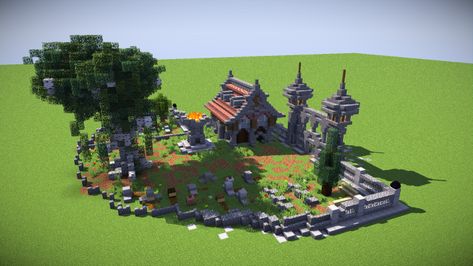 Medieval Mondays #8: Cemetery Minecraft Project Chalet Minecraft, Villa Minecraft, Construction Minecraft, Minecraft Kingdom, Minecraft Building Guide, Minecraft Decoration, Minecraft Structures, Minecraft Interior Design, Minecraft Cottage