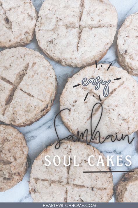 Samhain soul cake recipe Soul Cake Recipe, Samhain Meal Ideas, Witchy Meals, Samhain Baking Recipes, Samhain Baking, Samhain Celebration, Soul Cakes Recipe, Witchy Baking, Samhain Traditions Recipe