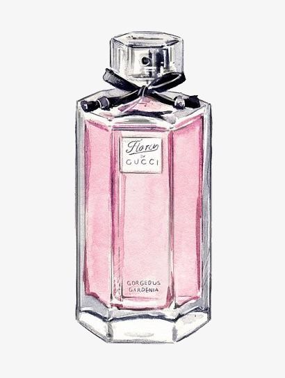 Perfume Art Painting, Magnolia Perfume, Parfum Gucci, Perfume Versace, Perfume Art, Bottle Drawing, Gucci Flora, Fashion Accessories Illustration, Perfume Bottle Design