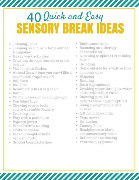 Sensory Disorder, Break Ideas, Sensory Therapy, Sensory Diet, Occupational Therapy Activities, Sensory Tools, Sensory Integration, Sensory Issues, Sensory Processing Disorder