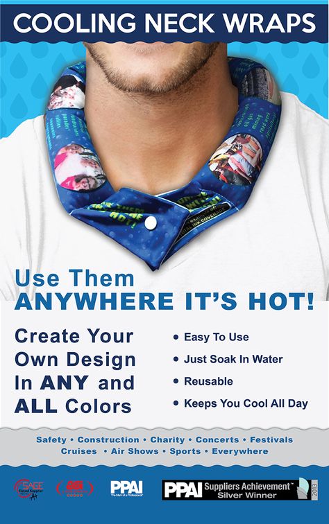 PromoOffers - Neck Coolers from Koolgator - Products With ANY Design Cooling Neck Wrap Diy, Cooling Neck Wrap, Pioneer Trek, Neck Coolers, Advanced Sewing, Diy Sewing Gifts, Cooling Scarf, Neck Accessories, Cold Pack