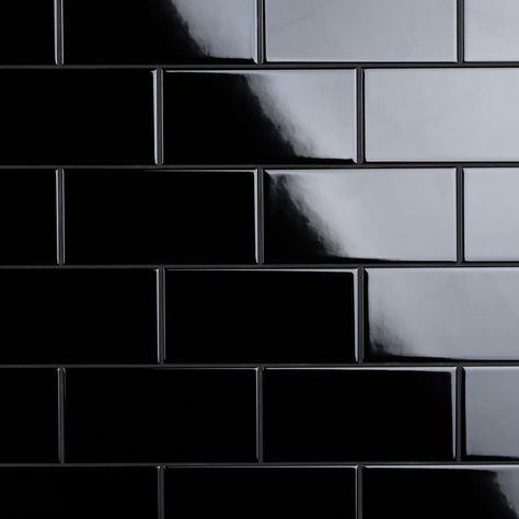 Merola Tile Crown Heights 3 in. x 6 in. Glossy Black Ceramic Wall Tile (6.03 sq. ft. /Case)-WEB3CHGB - The Home Depot Black Subway Tiles, Unsanded Grout, Subtle Beauty, Ceramic Subway Tile, Merola Tile, Crown Heights, Feature Tiles, Black Tiles, Tile Projects