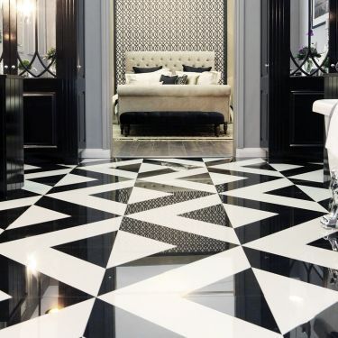 Large Format Tiles in Porcelain, Marble, Glass and more | TileBar.com Black Marble Tile, Black And White Floor, Marble Flooring Design, White Marble Floor, Tiled Floor, Marble Flooring, Black And White Tiles, Black And White Marble, White Floors