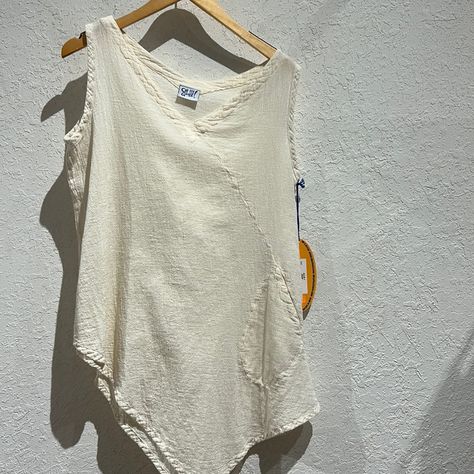 Cotton Gauze Allie Tank Has An Asymmetrical Hem With A Pocket Knit Tank Tops, Cotton Gauze Top, Gauze Shirt, Gauze Top, Fantasy Wardrobe, Lou Lou, Yellow Blouse, Sleeveless Tops, Purple Top