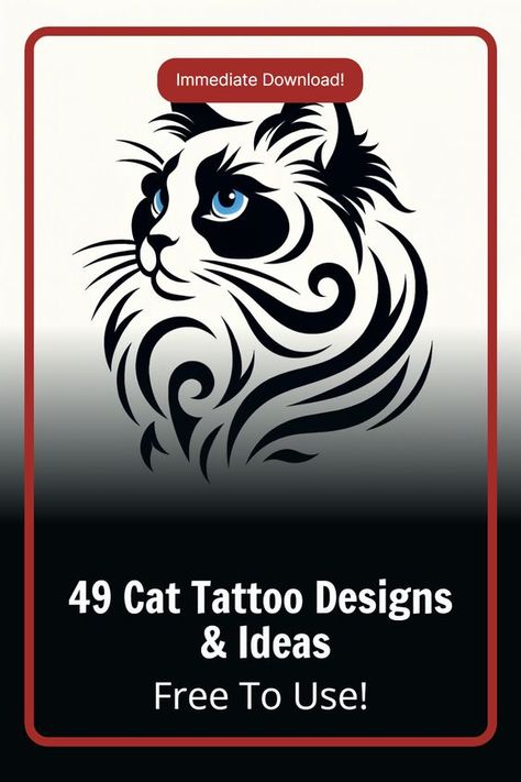 Welcome to our treasure trove of cat tattoo designs. Whether you’re a seasoned tattoo artist or an emerging talent with a passion for ink, our library is brimming with cat tattoo ideas that are bound to inspire and excite.

We understand that not every artist has the time or resources to craft their own sketches from scratch, which is why we offer our designs completely royalty-free. Instant downloads available at the click of a button, free of charge. Memorial Cat Tattoo Ideas, Cat Tattoo Designs Unique, Cat Tats, Scratch Tattoo, Cat Outline Tattoo, Cat Tattoo Ideas, Kitten Tattoo, Lily Cat, Printable Tattoos