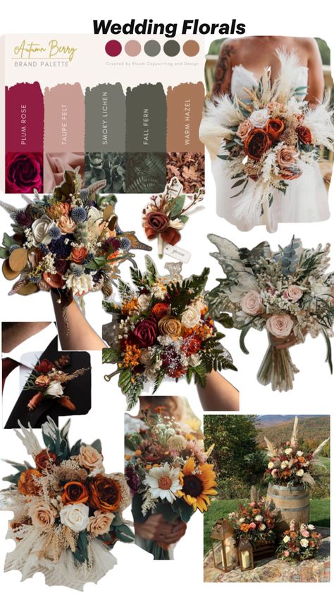 Boho Burnt Orange Wedding, Fall Boho Wedding Bouquet, Late Fall Wedding, Earth Tone Wedding, Orange Wedding Themes, Bridal Party Bouquets, Wedding Themes Summer, Burnt Orange Weddings, Boho Wedding Bouquet