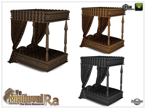 Sims 4 Medieval, Goth Bed, Medieval Bed, Sims 4 Beds, Sims Medieval, Medieval Decor, Medieval Furniture, Sims 4 Cc Furniture, Garden Cushions