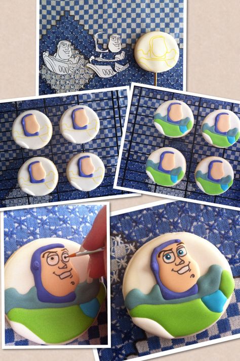 Buzz Lightyear Cookies Decorated, Buzz Lightyear Cookies, Childrens Cupcakes, Toy Story Cupcakes, Toy Story Cookies, Cookies Decoradas, Disney Cookies, Sugar Cookie Royal Icing, Toy Story Cakes