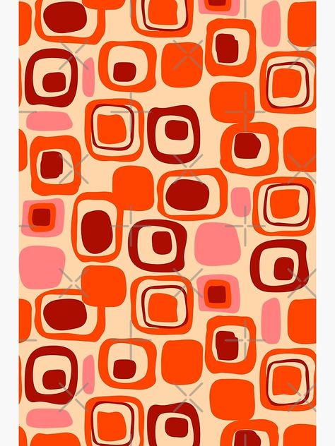 "Mid-Century Pattern - Orange" Art Print for Sale by SilverPegasus Mid Century Modern Prints, Retro Prints And Patterns, Mid Century Patterns, Mcm Pattern, 70's Pattern, 70s Patterns, Orange Art Print, 1960s Design, 60s Patterns