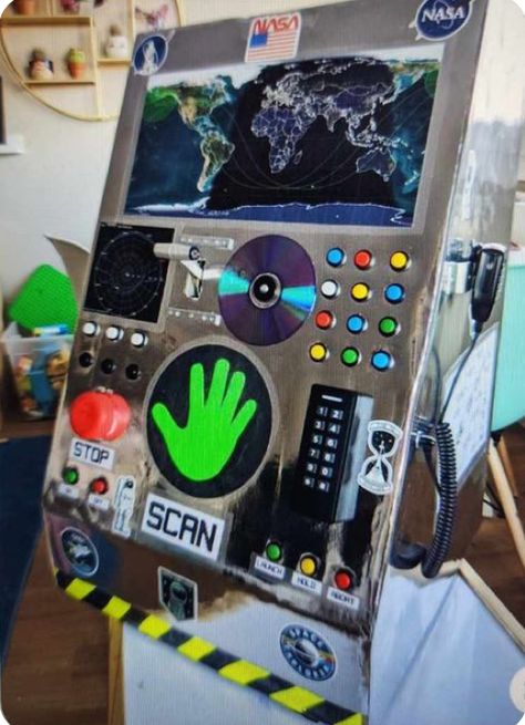 Diy Space Control Panel, Space Imaginative Play, Diy Mission Control Panel, Diy Spaceship Control Panel, Diy Control Panel, Rocket Control Panel, Space Control Panel, Mission Control Panel, Stellar Vbs 2023