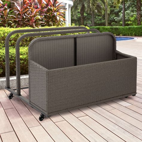 Outdoor Crosley Furniture Palm Harbor Patio Wicker Float Caddy Storage Bin, Grey Pool Scaping, Pool Organization, Big Pool, Store Towels, Pool Storage, Pool Stuff, Outdoor Deck Furniture, Storage Caddy, Outdoor Entertainment