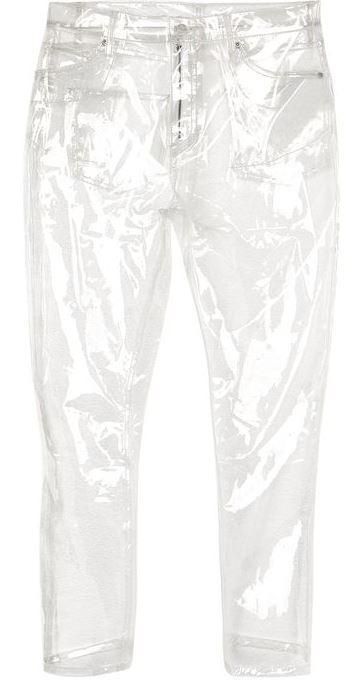 Clear Jeans, Clear Pants, Stylish Raincoats, Women High Waist Pants, Topshop Jeans, Transparent Fashion, Long Trousers, Trouser Style, Topshop Outfit