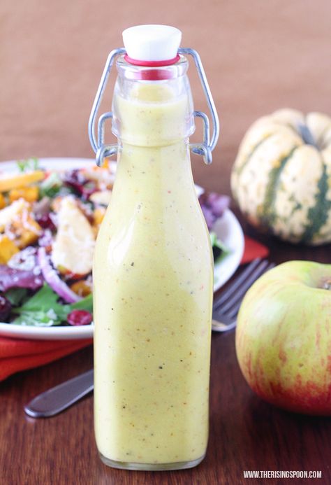 An easy apple cider vinaigrette recipe using healthy ingredients like fresh apple, raw apple cider vinegar, and maple syrup. This dressing only takes five minutes to fix and includes two versions that you'll love: creamy and whisked. It's perfect for drizzling on top of leafy salads for a blend of sweet and tangy flavors. Apple Salad Dressing, Aip Sauces, Current Recipes, Drinking Apple Cider Vinegar, Apple Cider Vinaigrette, Peanut Salad, Cider Vinaigrette, Leafy Salad, Vinaigrette Salad